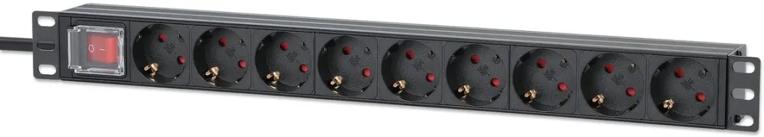 Intellinet 715133 Patchkaststekkerdoos 19" 1HE - 9x Geaard - 4000W - Zwart