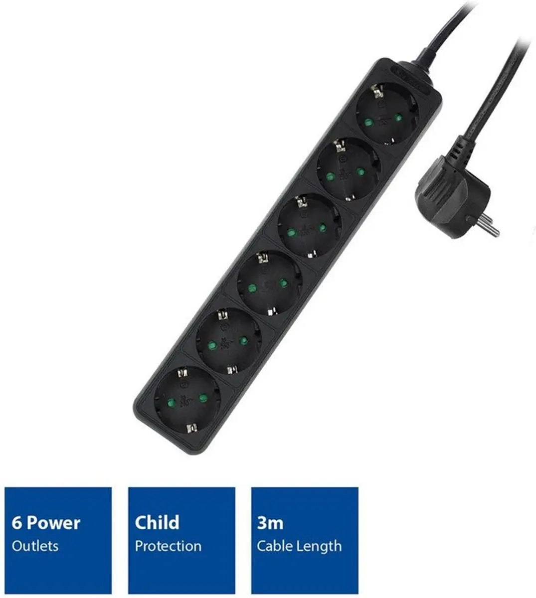 ACT Stekdoos 6-voudig AC2460 - 3m - 3680W