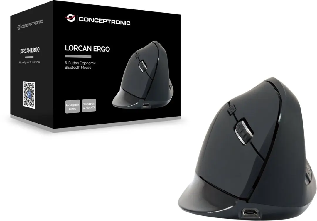 Conceptronic LORCAN03B Bluetooth Muis - 1600 DPI - Zwart