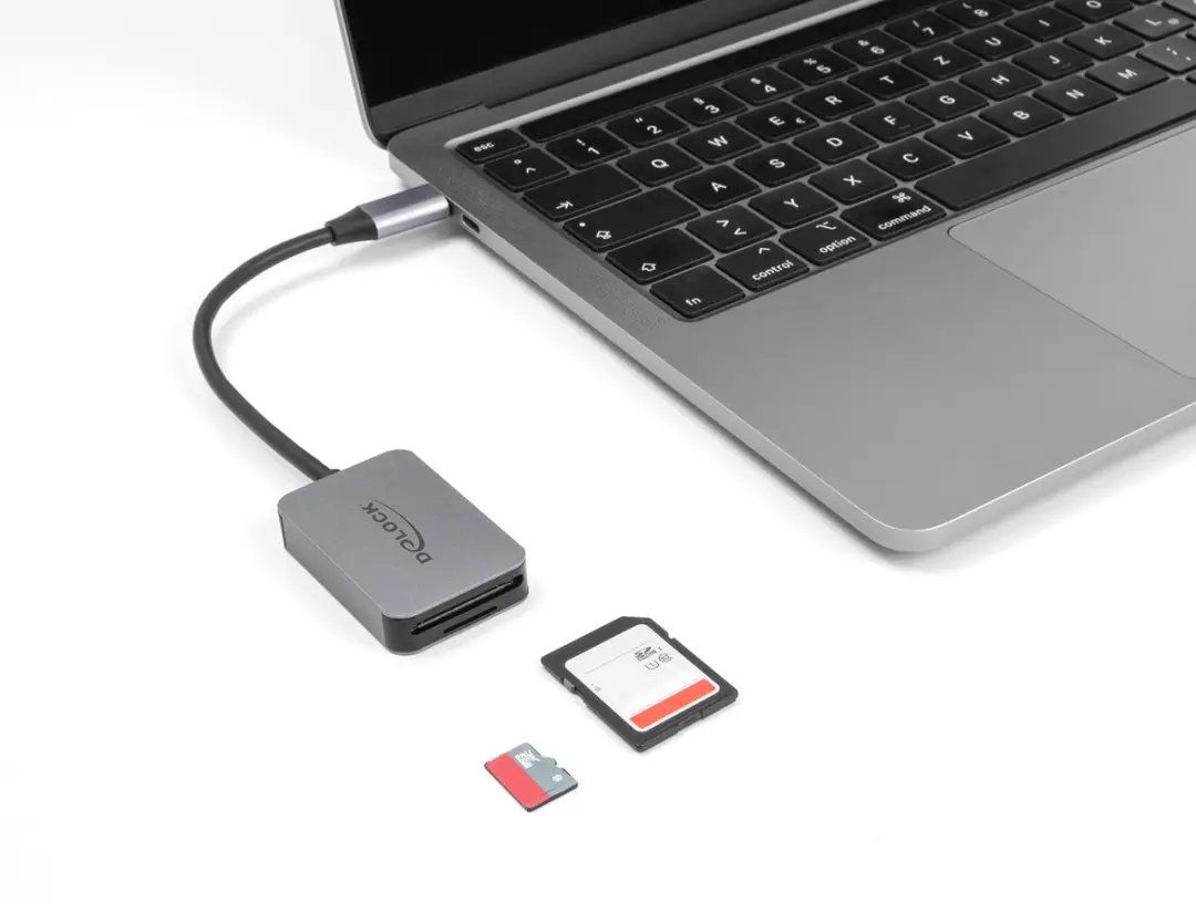 Delock USB-C Kaartlezer Aluminium - SD/MicroSD - Grijs