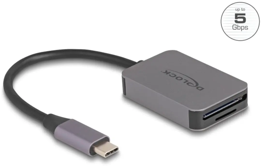 Delock USB-C Kaartlezer Aluminium - SD/MicroSD - Grijs