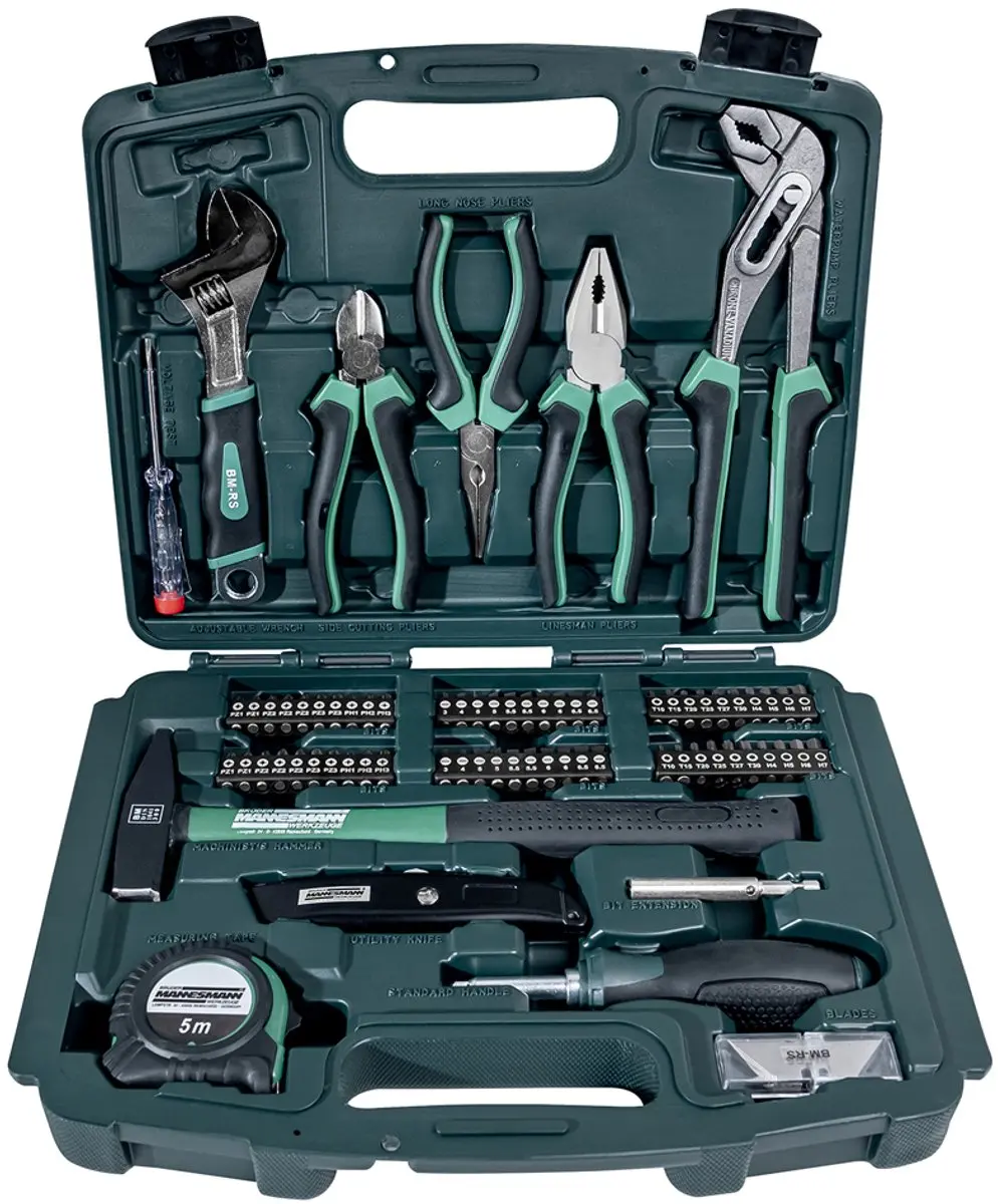 Brüder Mannesmann 408593 Gereedschapskoffer - 163-delig - Zwart/Groen