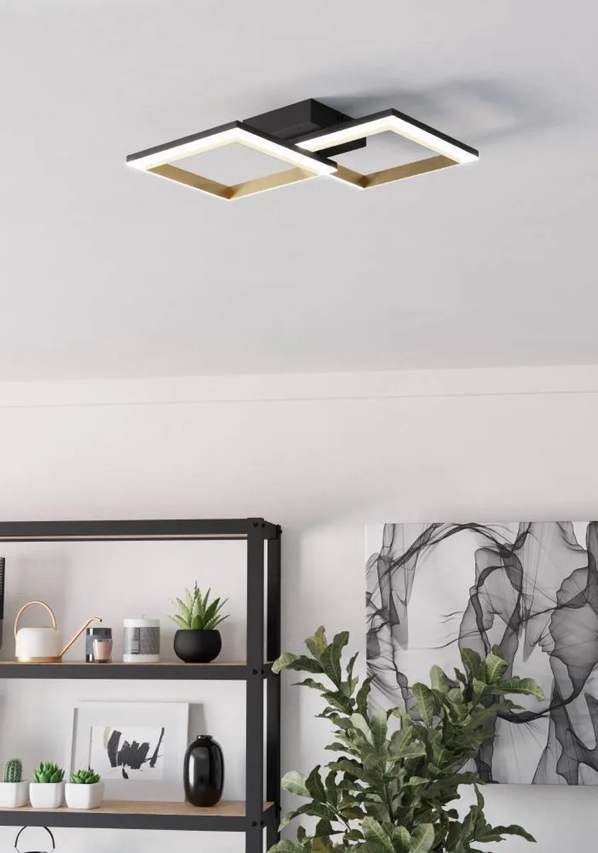 Eglo Calliera Plafondlamp LED 52,5cm - Dimbaar - Zwart/Goud/Wit