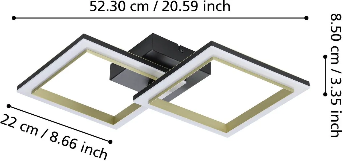 Eglo Calliera Plafondlamp LED 52,5cm - Dimbaar - Zwart/Goud/Wit - afbeelding 6 van 6