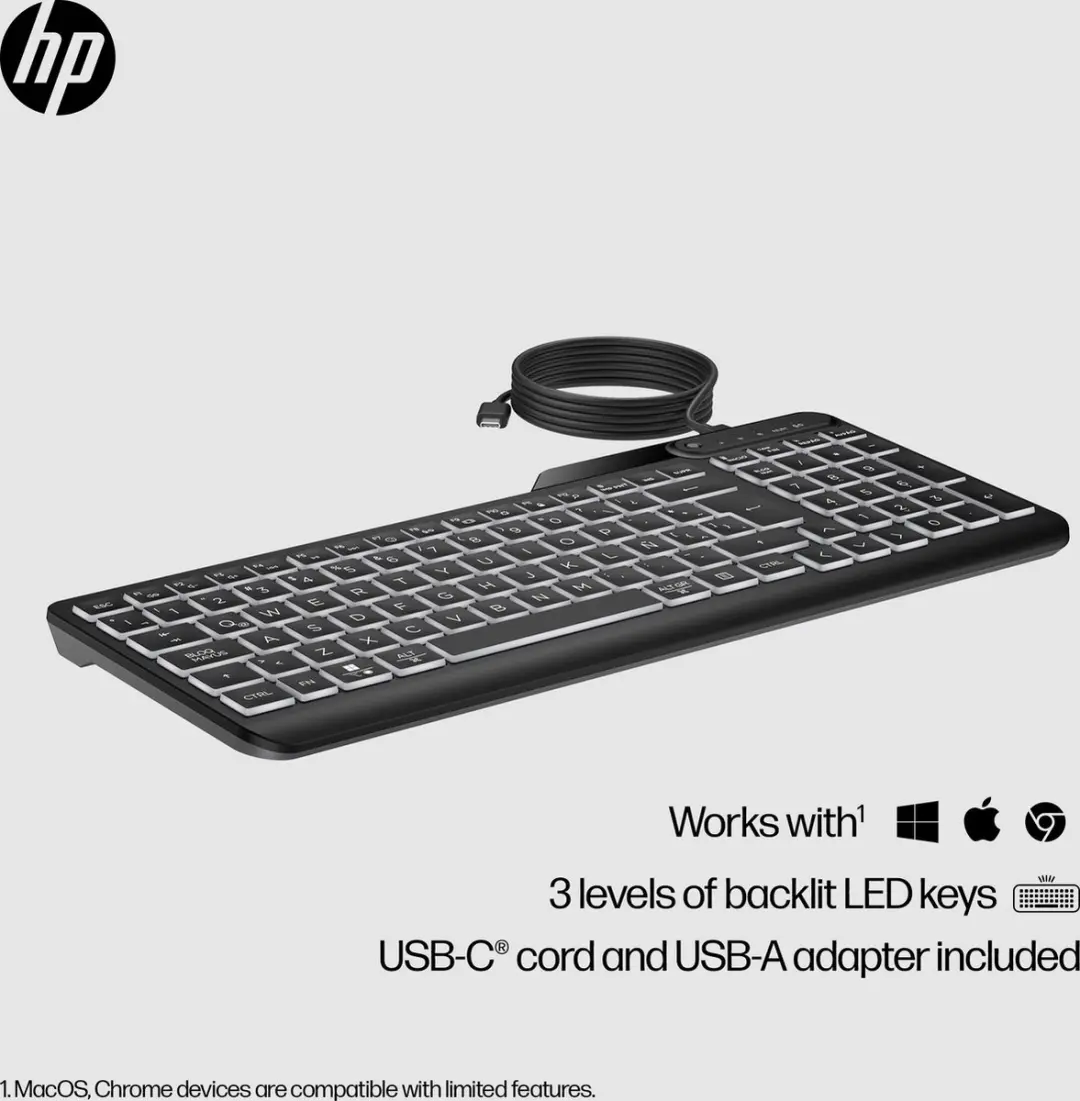HP 405 Multi-Device AZERTY Toetsenbord - USB - Zwart - afbeelding 6 van 6