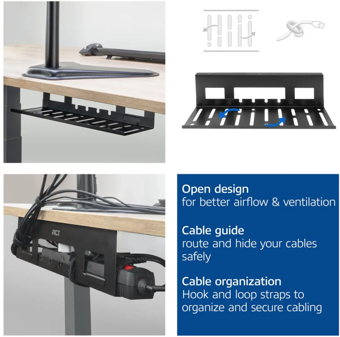 ACT Kabelgoot AC8380 40cm - Onder bureau - Zwart