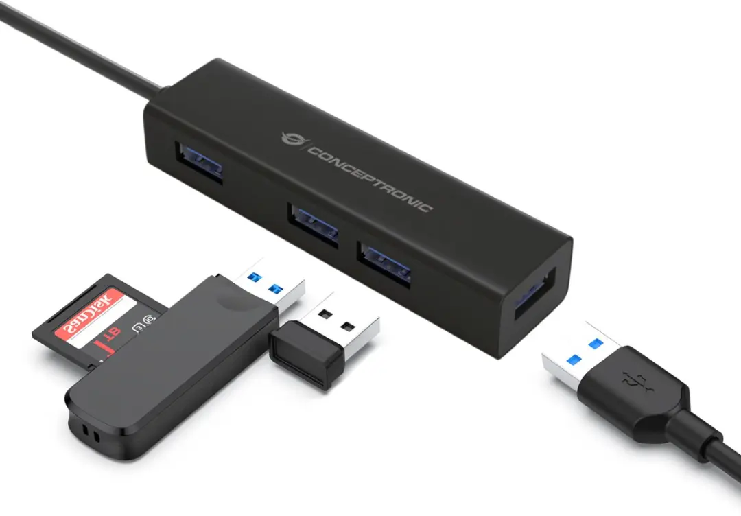 Conceptronic HUBBIES07B USB 3.2 Hub - 4 Poorten Zwart