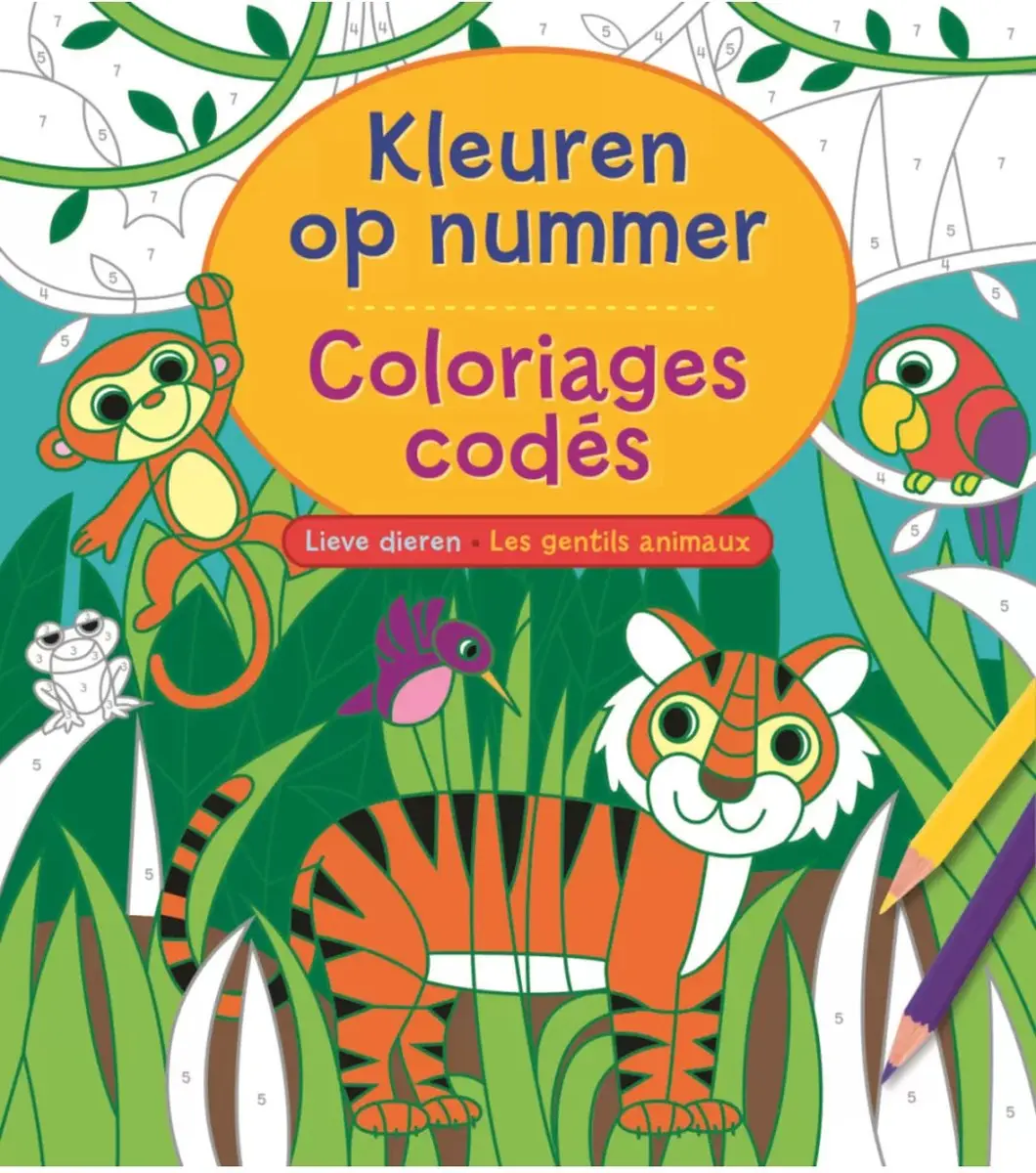 Kleuren op nummer Lieve Dieren - 48 Pagina's - Blauw