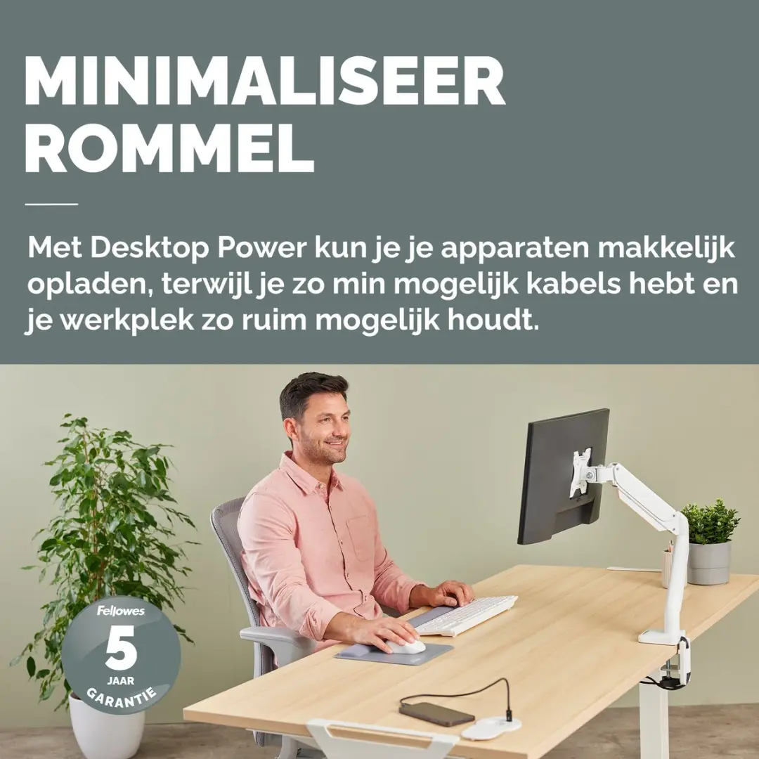 Fellowes Power Spot Type F Inbouw USB-C & USB-A Wit - afbeelding 6 van 6