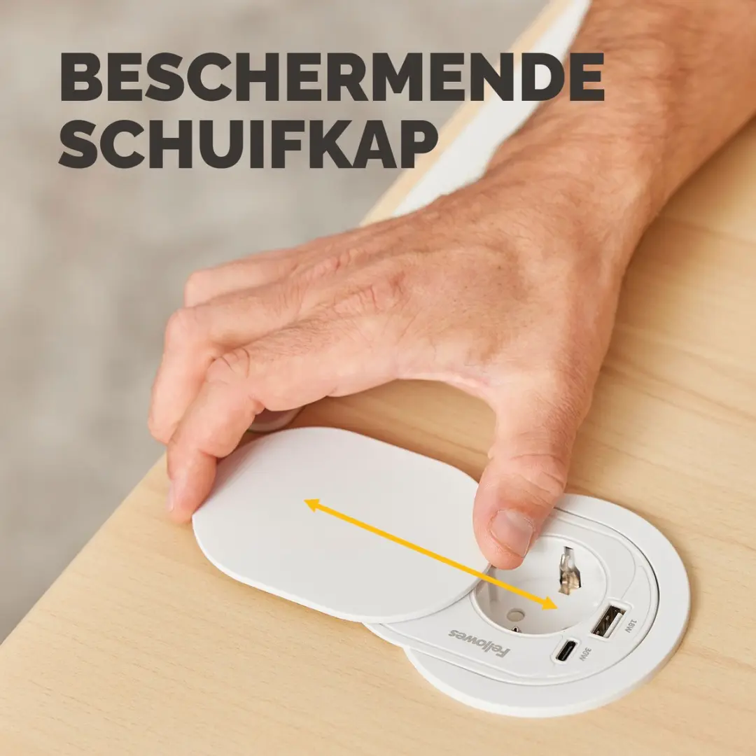 Fellowes Power Spot Type F Inbouw USB-C & USB-A Wit