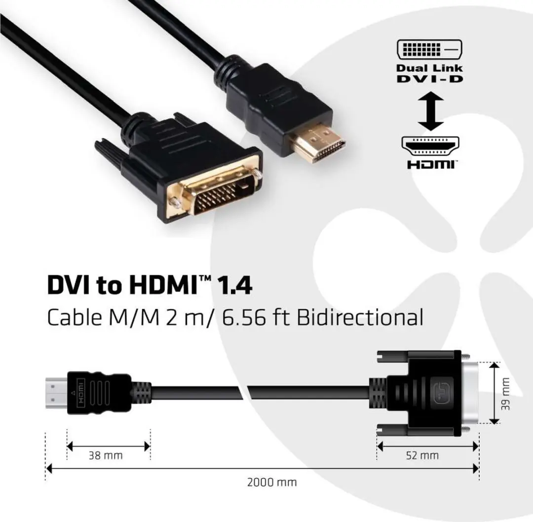 Club 3D DVI-HDMI 1.4 Kabel 2m - Zwart