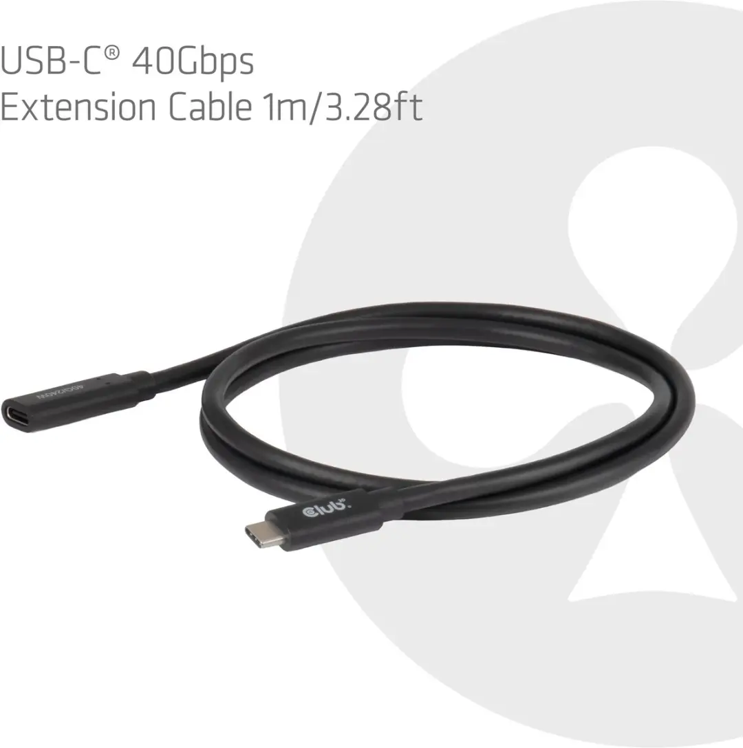 CLUB3D CAC-2502 USB-C Verlengkabel 40 Gbps - 1m - Zwart