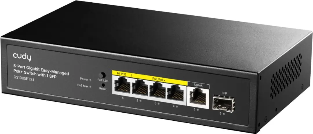 Cudy GS1005PTS1 Netwerk Switch 5 Poorten - 100 MBit/s - 3x PoE