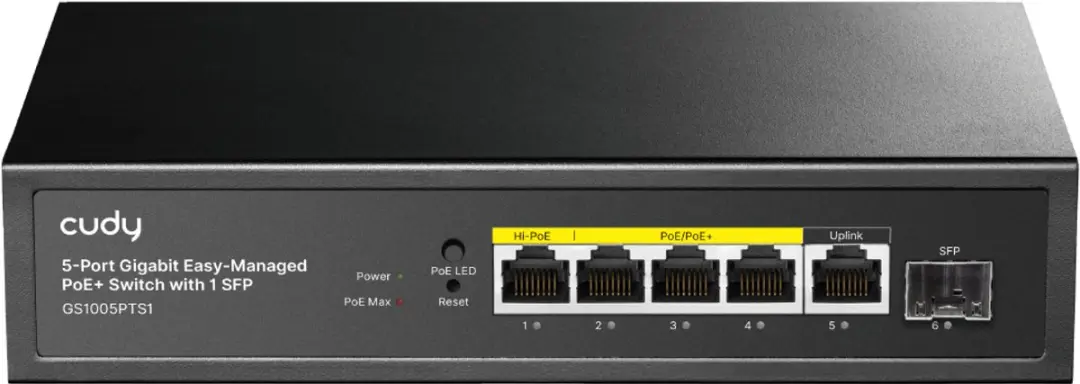 Cudy GS1005PTS1 Netwerk Switch 5 Poorten - 100 MBit/s - 3x PoE