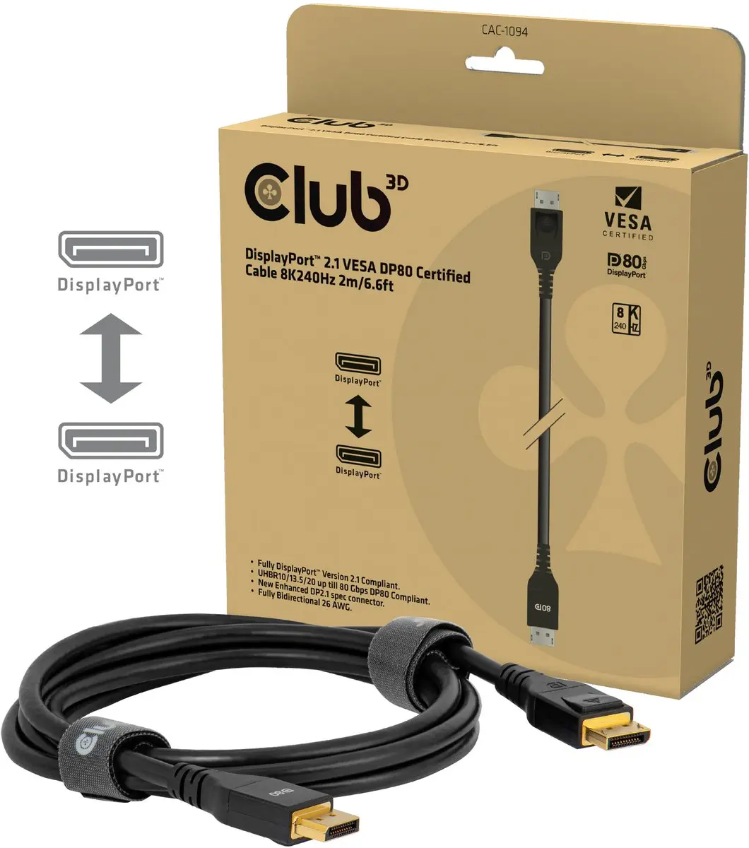 Club3D DP80 CAC-1094 DisplayPortkabel 8K240Hz