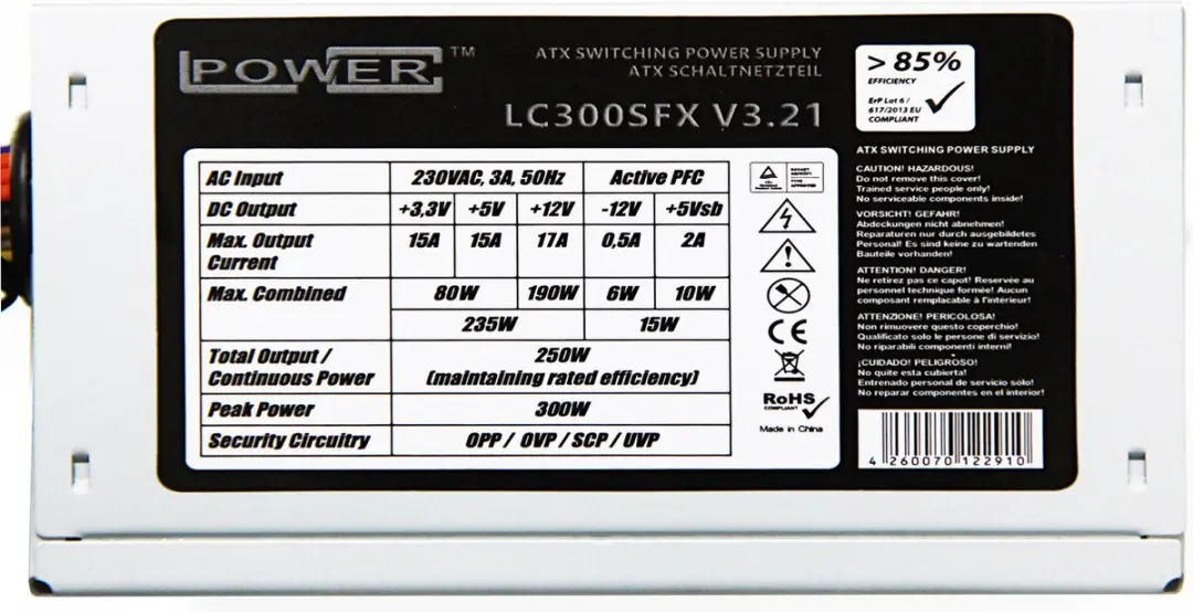 LC-POWER LC300SFX V3.21 PC Voeding 300W - Grijs