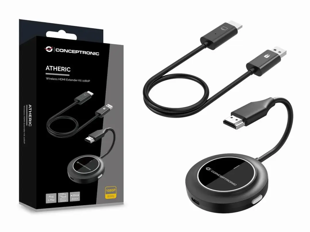 Conceptronic ATHERIC02B Draadloze HDMI Verlengset - Zwart