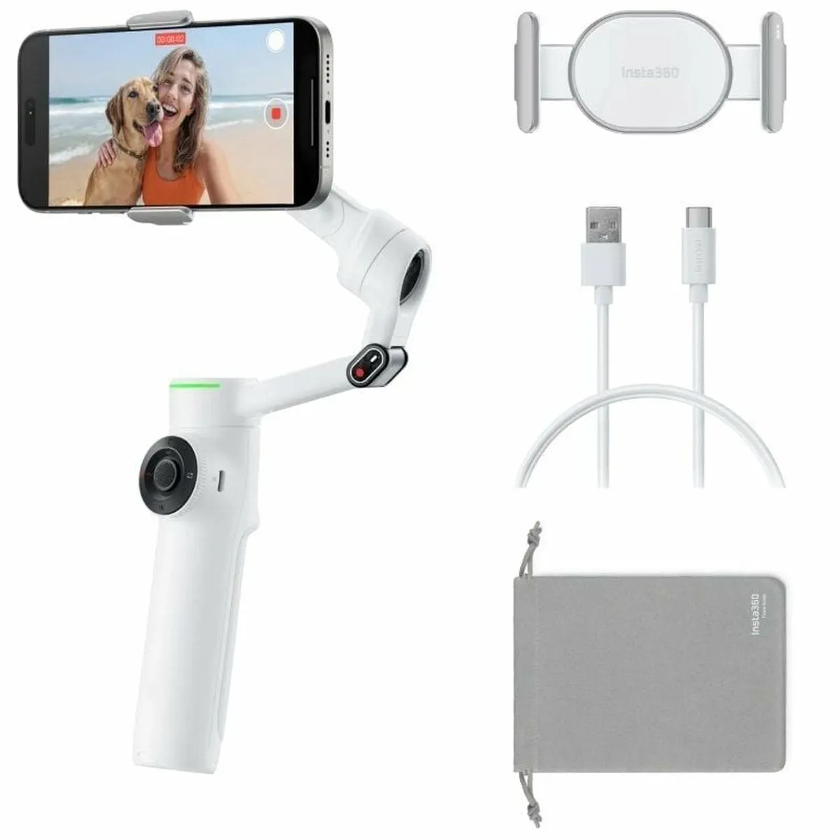 Insta360 INF2SBG1 Selfie Stick - 1100mAh - Grijs/Wit
