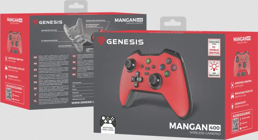 Genesis NJG-2102 Mangaan 400 Gamecontroller - Rood