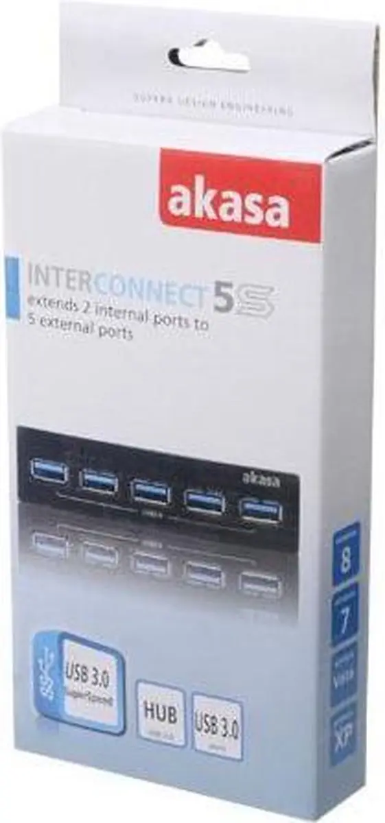 Akasa InterConnect Pro 5S AK-ICR-19 USB 3.0 Hub - Grijs