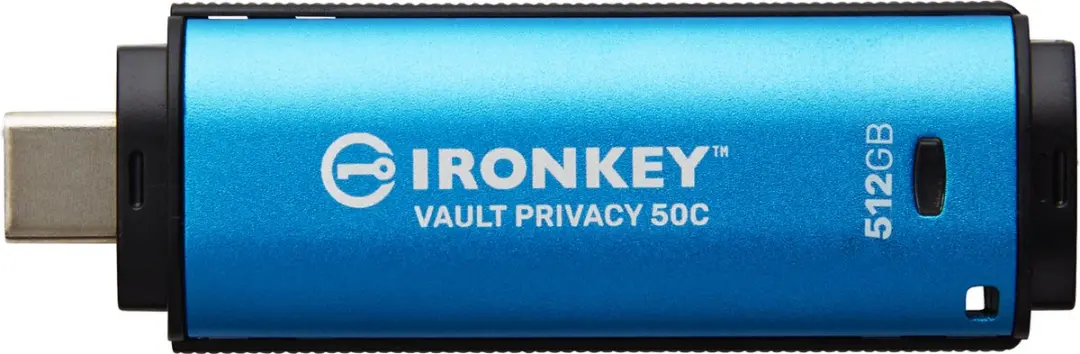 Kingston IronKey Vault Privacy 50 IKVP50C/512GB USB-stick - 512GB - Zwart/Blauw