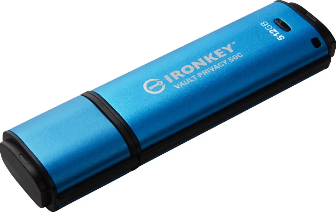 Kingston IronKey Vault Privacy 50 IKVP50C/512GB USB-stick - 512GB - Zwart/Blauw