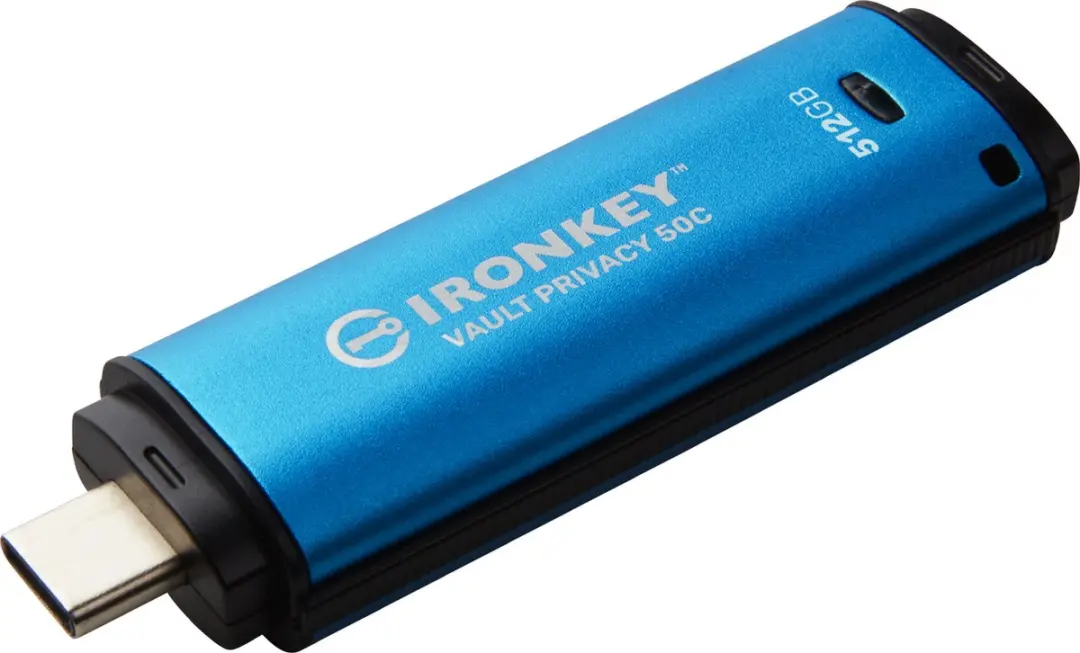 Kingston IronKey Vault Privacy 50 IKVP50C/512GB USB-stick - 512GB - Zwart/Blauw