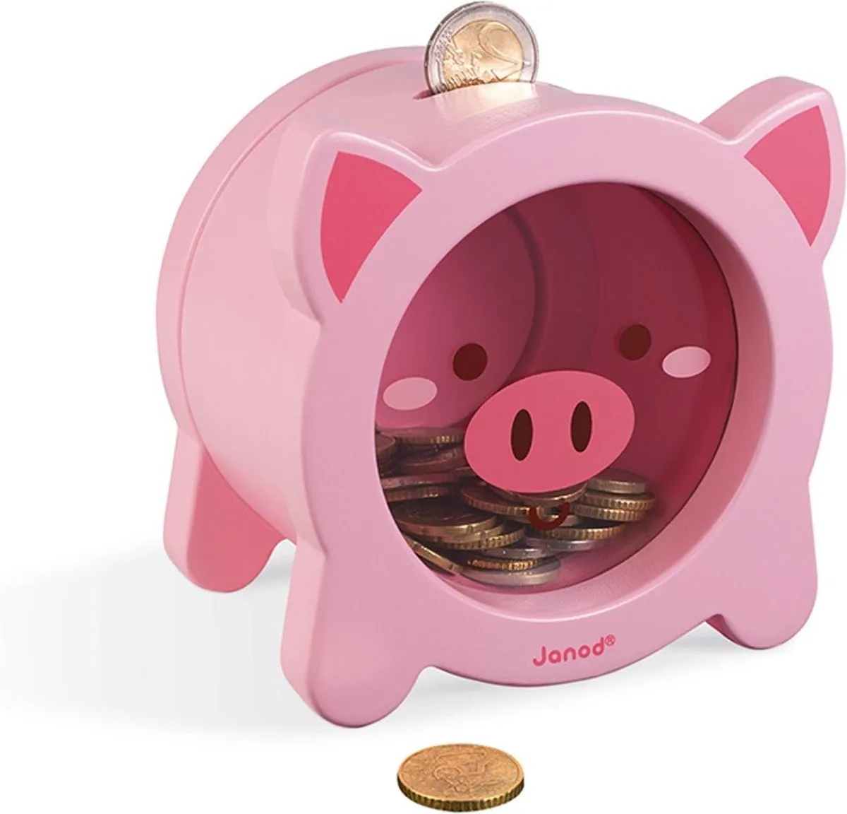Janod Varken Houten Spaarpot - Roze - Magnetisch
