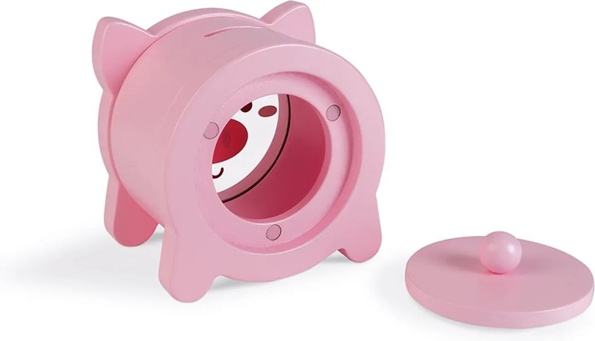 Janod Varken Houten Spaarpot - Roze - Magnetisch