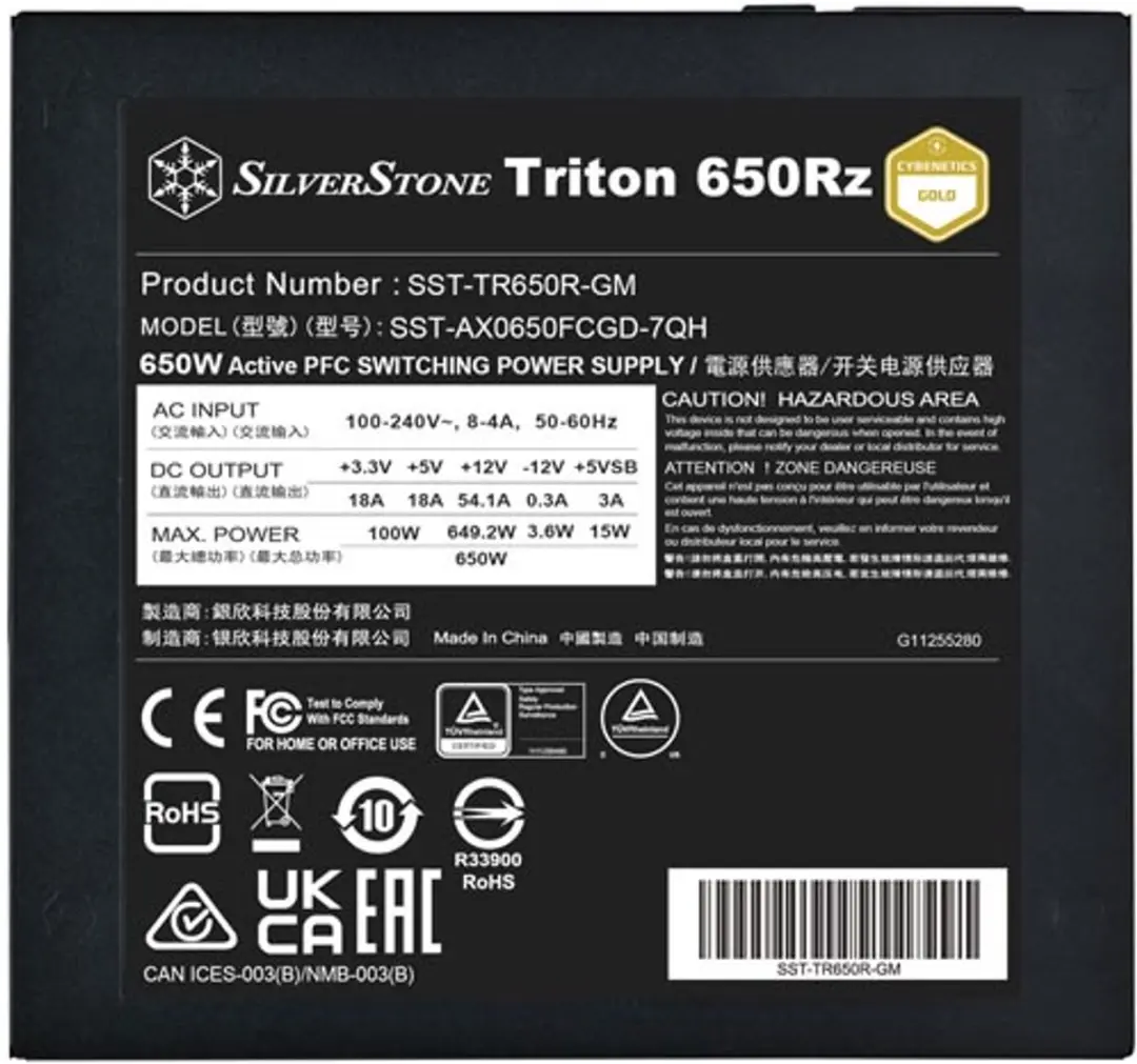 SilverStone Triton 650Rz 650W Voeding - Zwart
