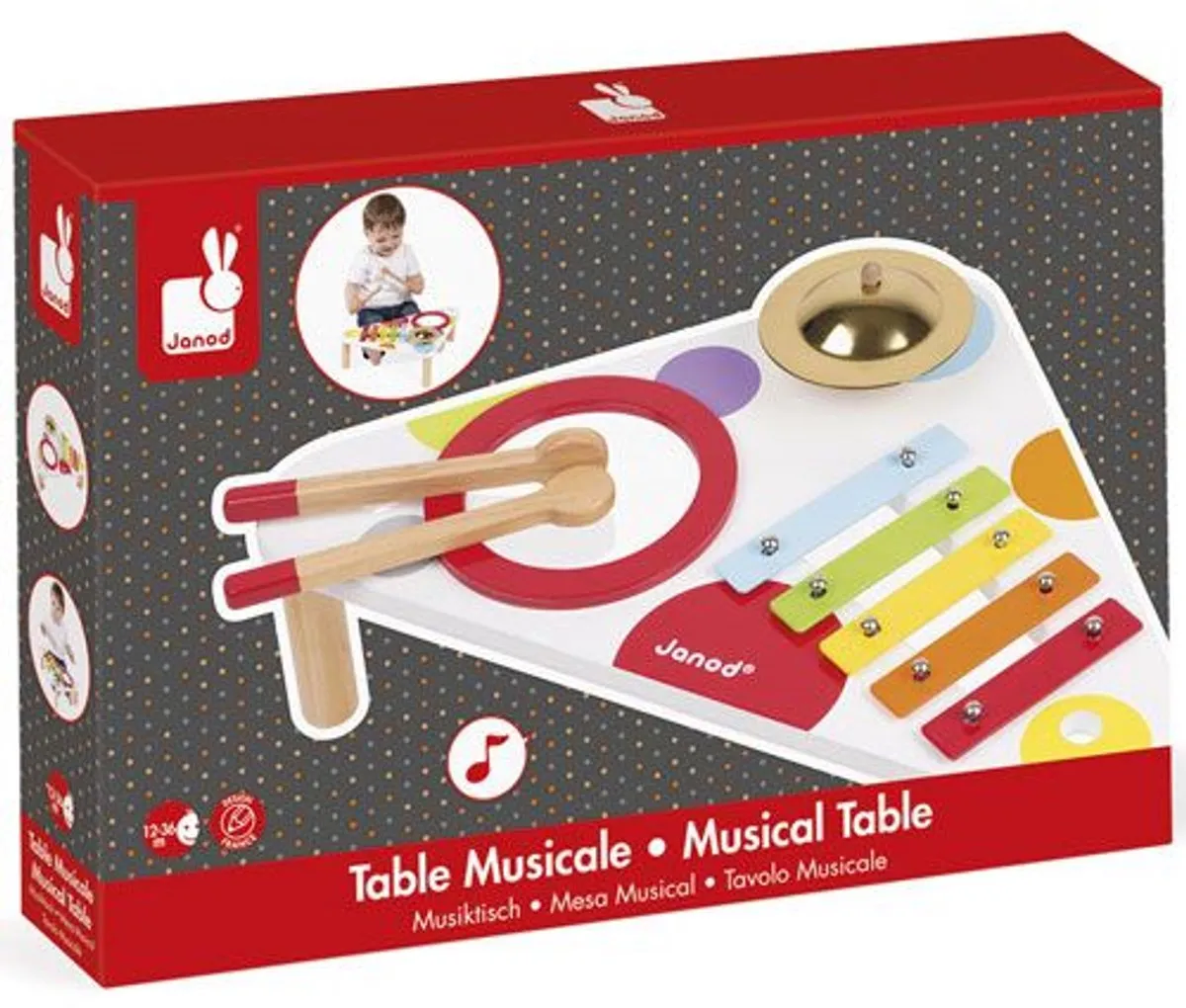 Janod Confetti Muziektafel - 3 Instrumenten