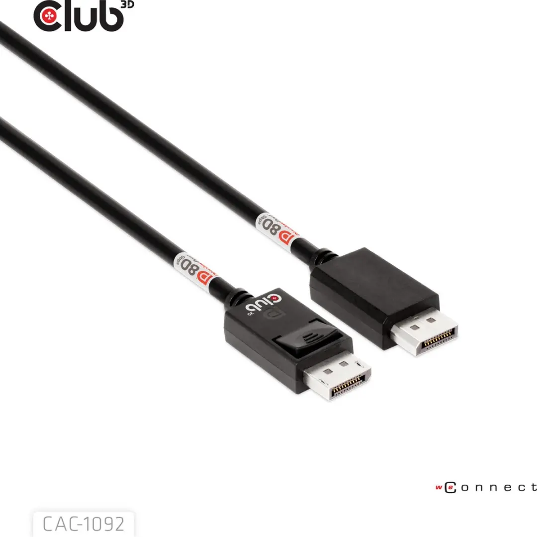 Club 3D DisplayPort 2.1 Kabel 1.6m - 10K60Hz/8K60Hz/4K120Hz - Zwart