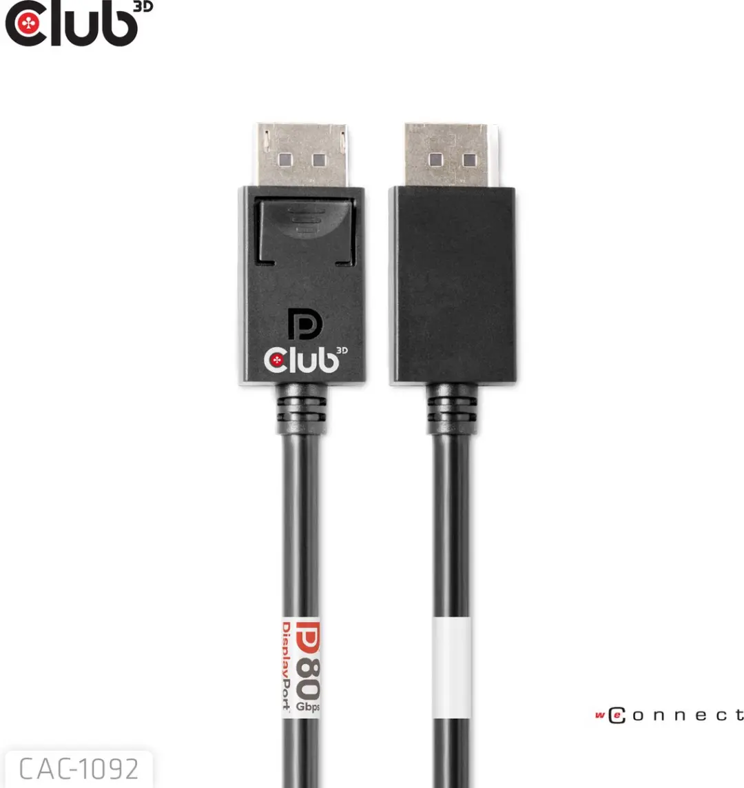 Club 3D DisplayPort 2.1 Kabel 1.6m - 10K60Hz/8K60Hz/4K120Hz - Zwart