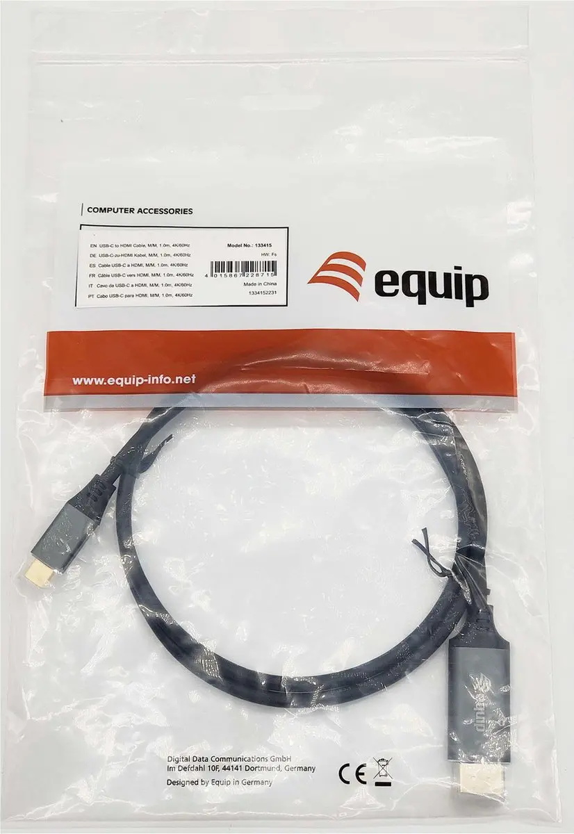 Equip 133415 USB-C naar HDMI-kabel 1m - 4K/60Hz
