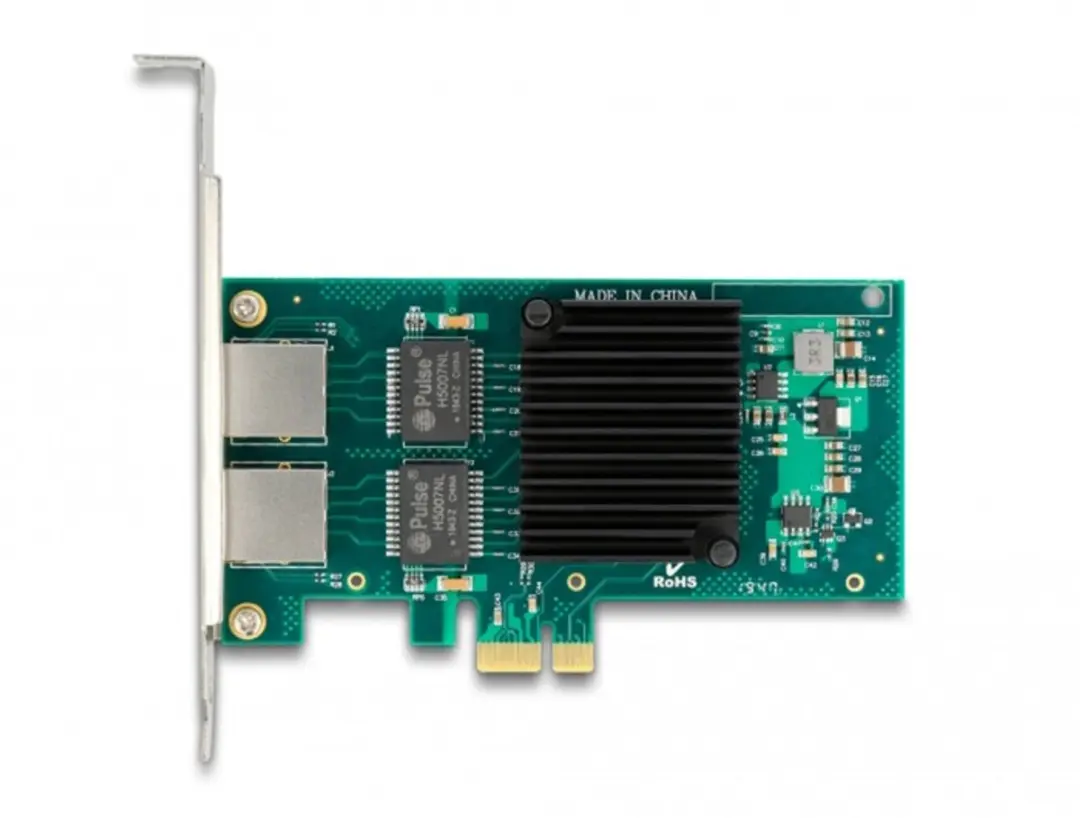 Delock PCIe x1 2x RJ45 Gigabit LAN i350 - Zwart