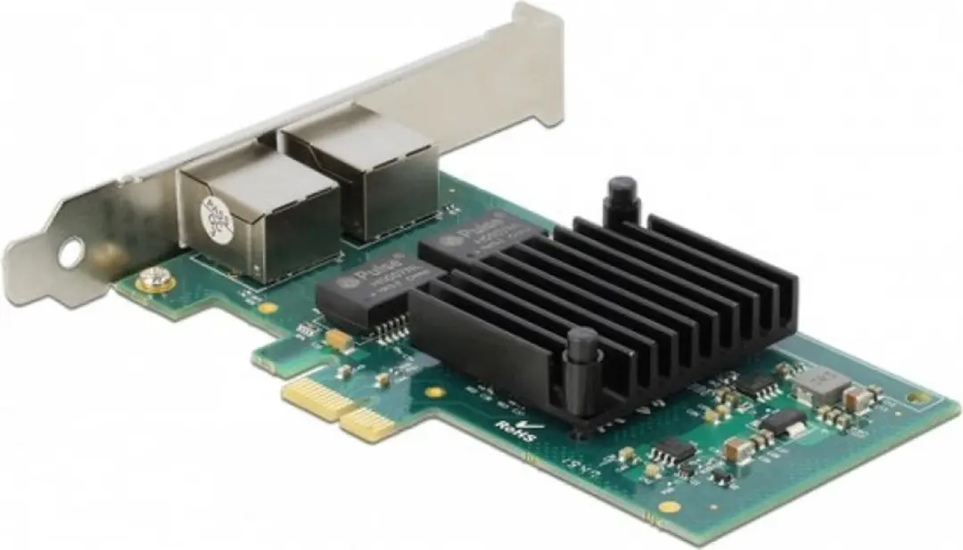 Delock PCIe x1 2x RJ45 Gigabit LAN i350 - Zwart