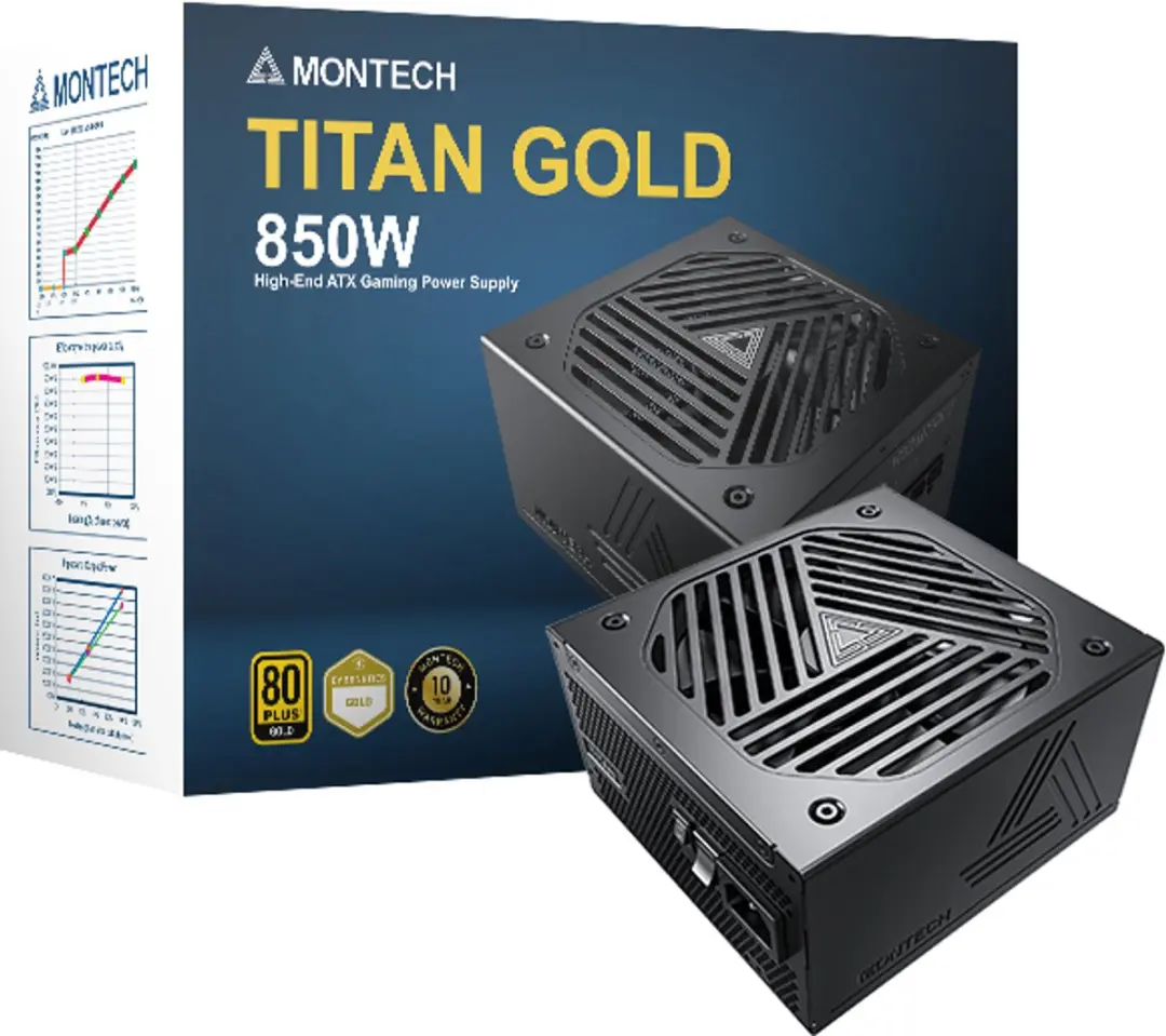 Montech Titan Gold 850W Voeding - 850W Modulair - Zwart