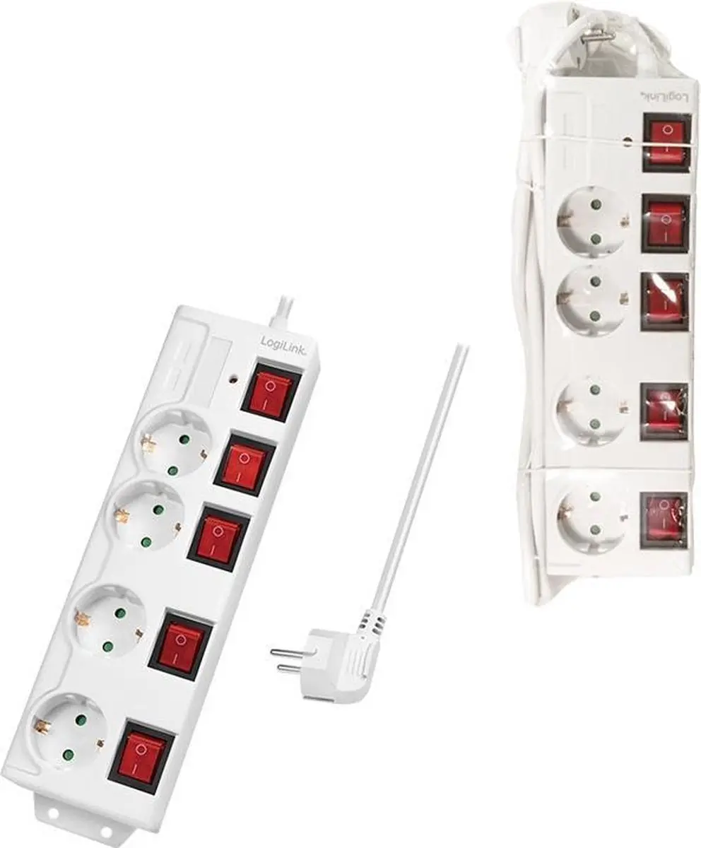 Logilink LPS252 4-voudige stekkerdoos 1,5m - 3680W - Wit