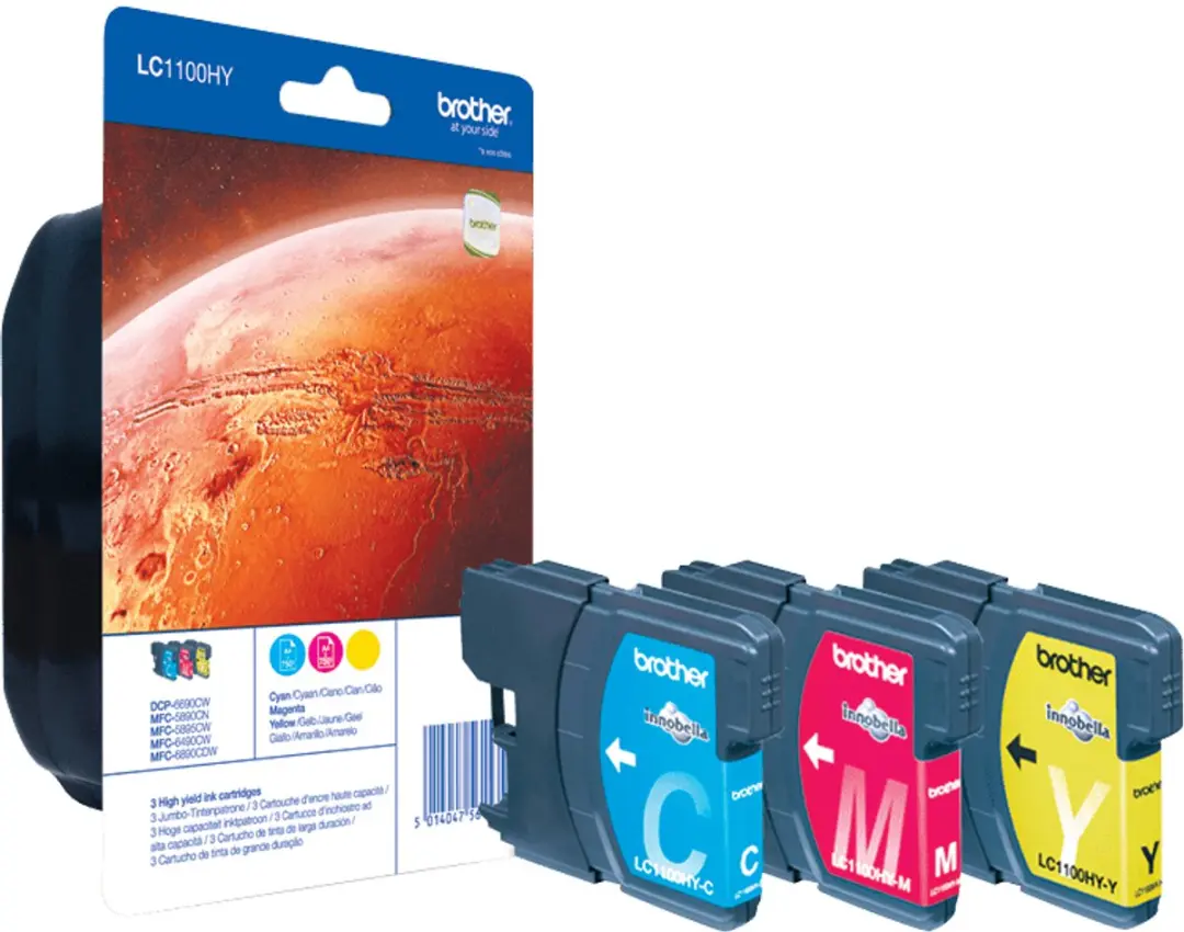 Brother LC-1100HYRBWBP Cyaan, Geel inktcartridge
