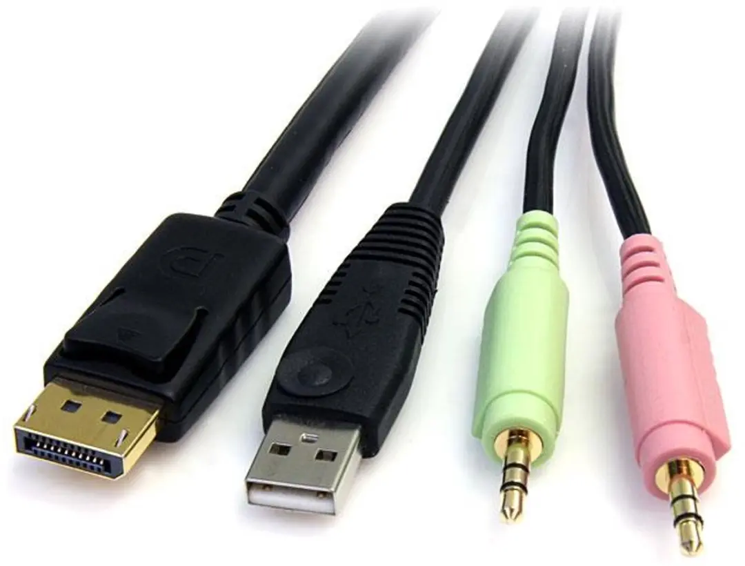 Startech DP4N1USB6 USB DisplayPort KVM-switch Kabel 1,80m - Zwart