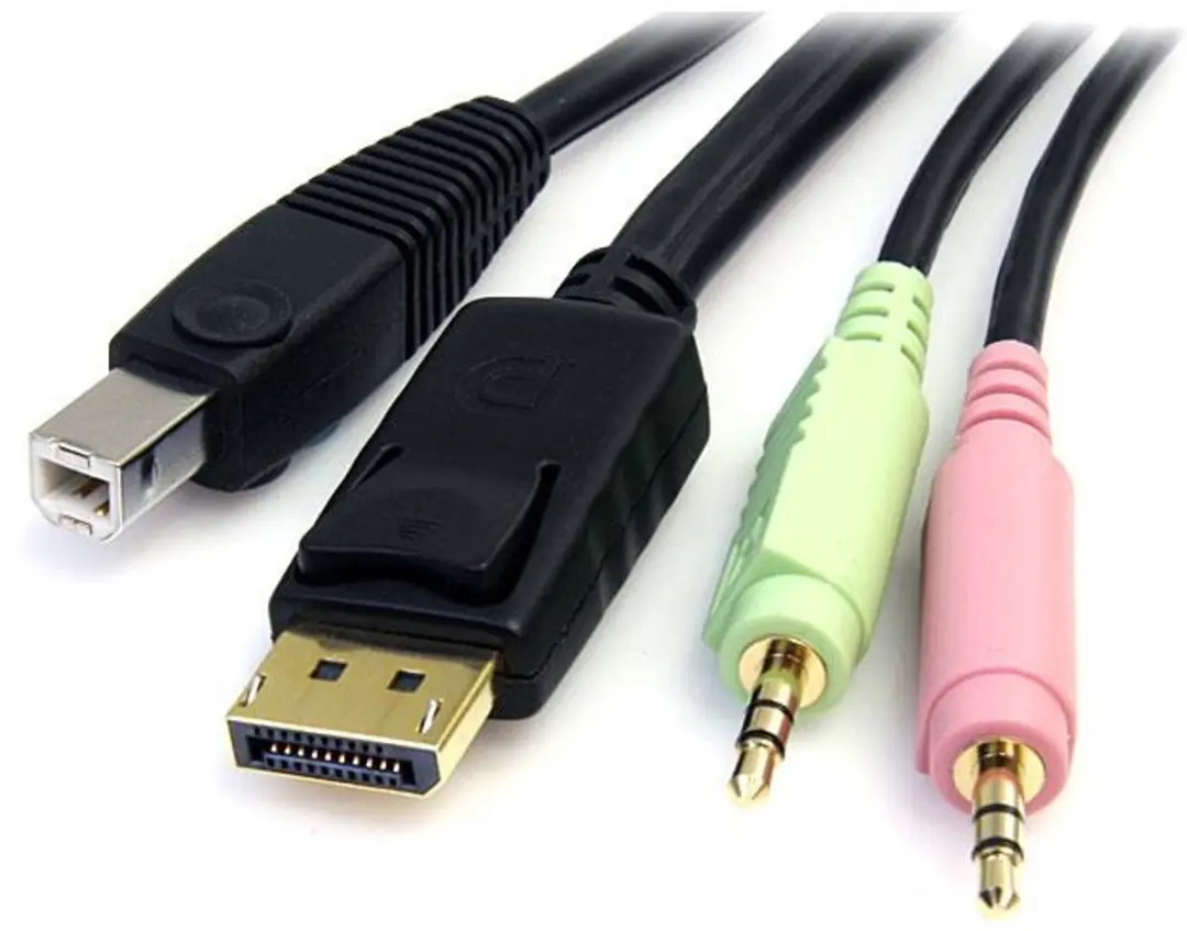 Startech DP4N1USB6 USB DisplayPort KVM-switch Kabel 1,80m - Zwart