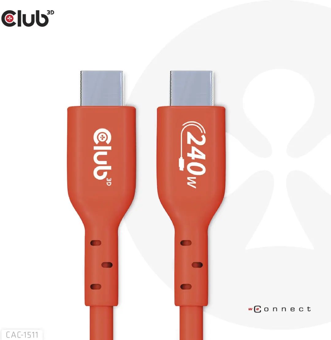 Club 3D USB-C Kabel 480Mb/s PD 240W EPR 4m - Oranje