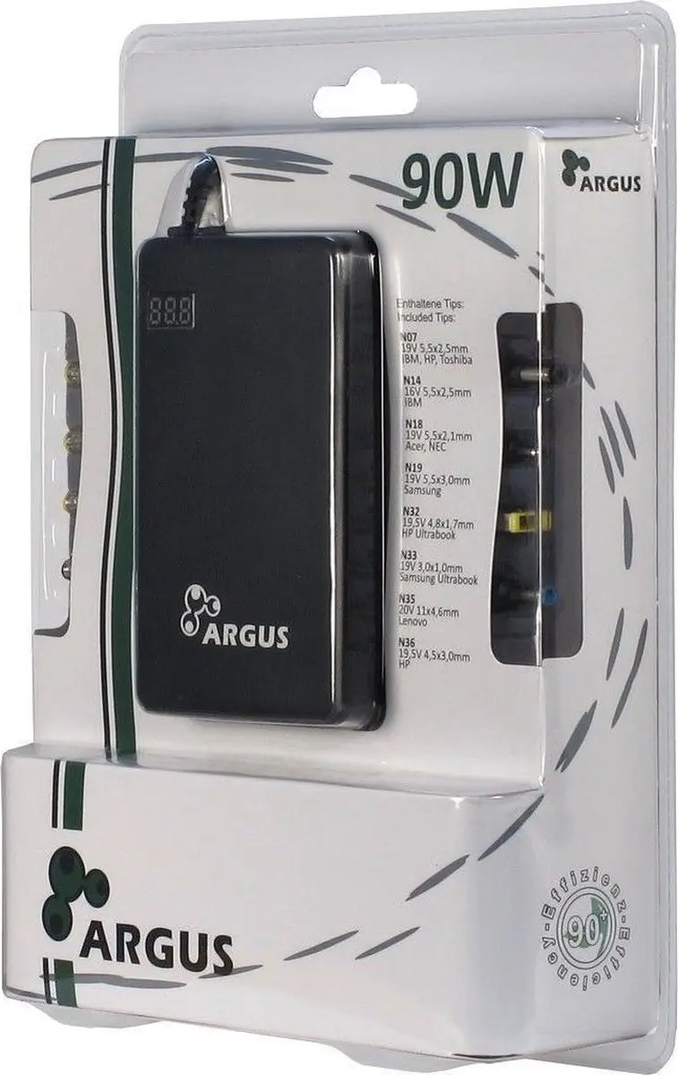INTER-TECH ARGUS NB-90SA Netvoeding 90W - Zwart