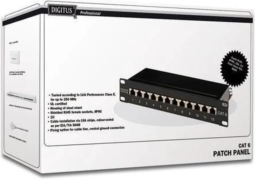Digitus DN-91612S Netwerkpatchpaneel 12 Poorten CAT 6 - 1 HE