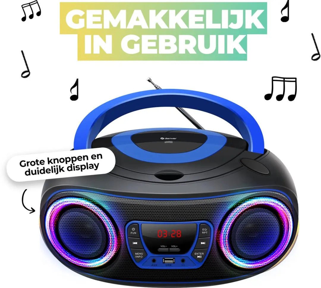 Denver Draagbare Radio CD Speler TCL212BT - Blauw - afbeelding 6 van 6