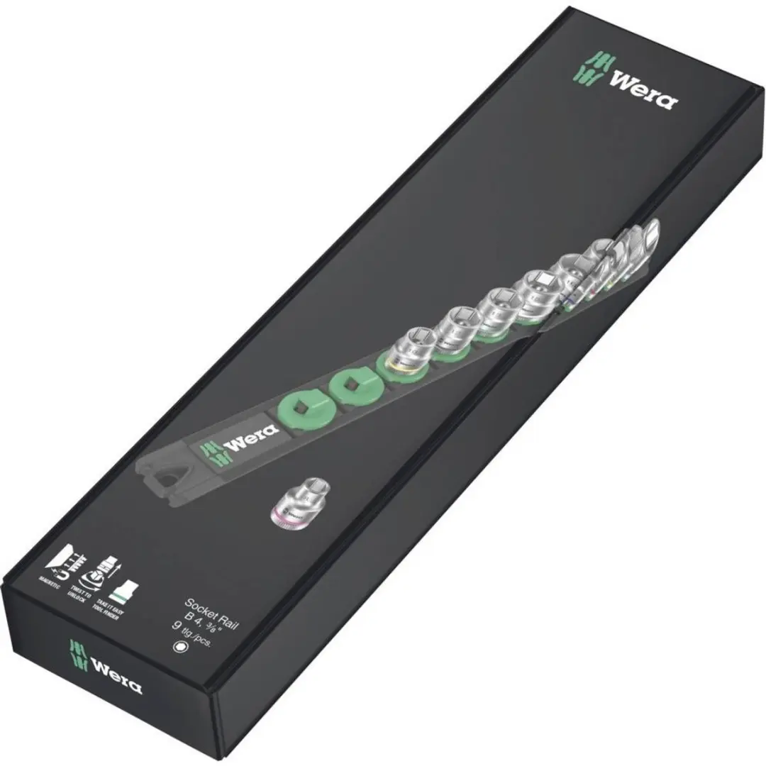 Wera B 4 Zyklop 05005430001 Dopsleutelset 9-delig - 3/8"