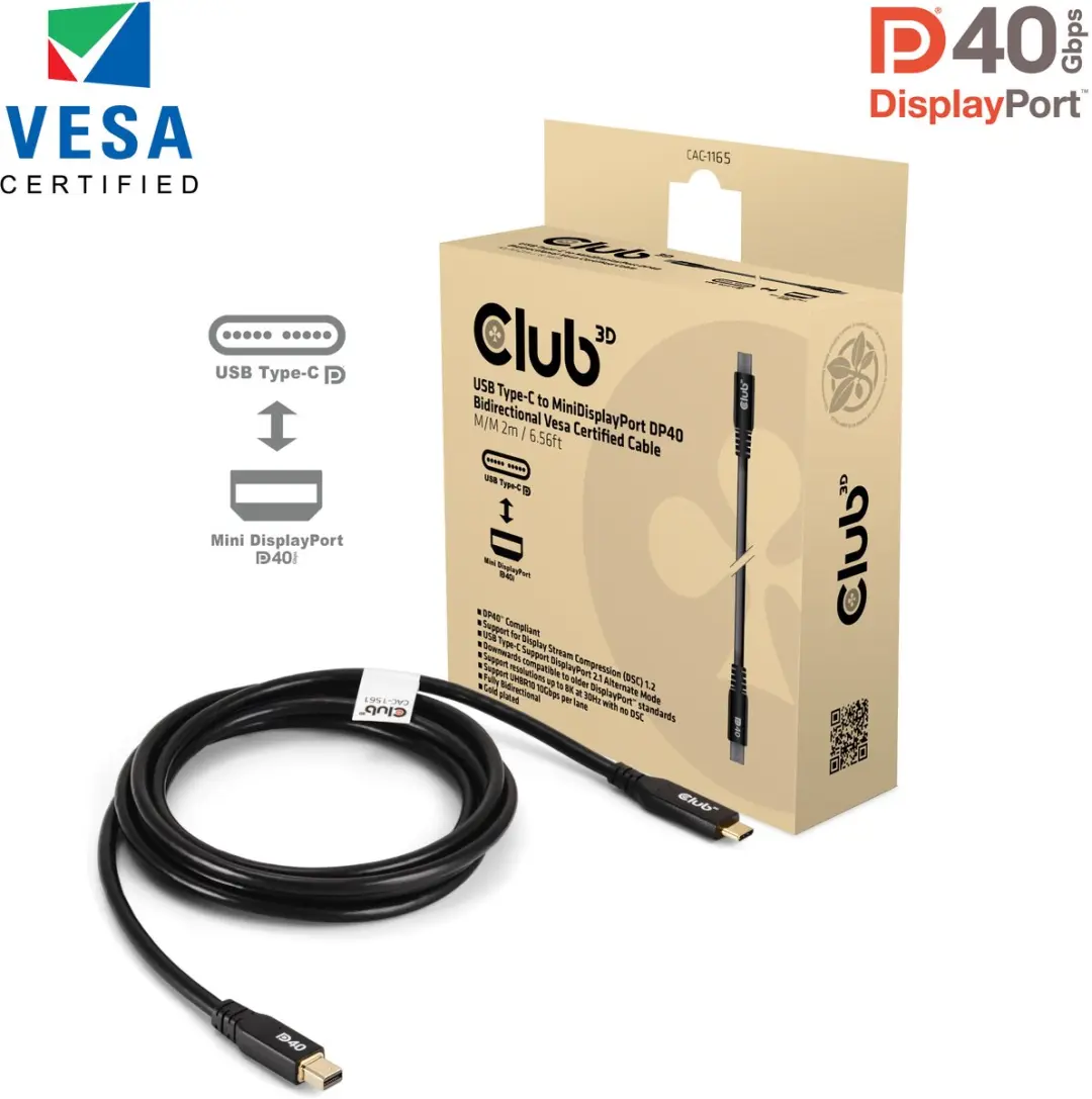 Club 3D CAC-1561 USB-C naar Mini DisplayPort Kabel 2m