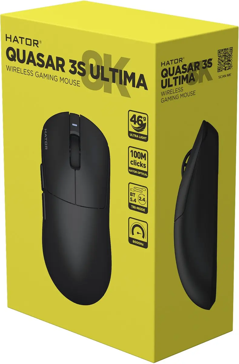 HATOR Quasar 3S Ultima HTM660 Gaming Muis - 30.000 DPI - Zwart