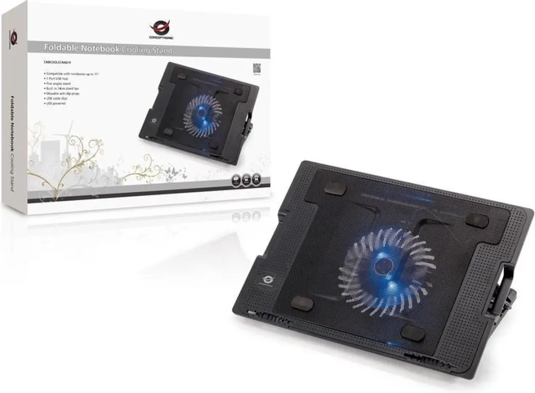 Conceptronic CNBCOOLSTAND1F Opvouwbare Koelstand - 17 Inch - Zwart - afbeelding 6 van 6