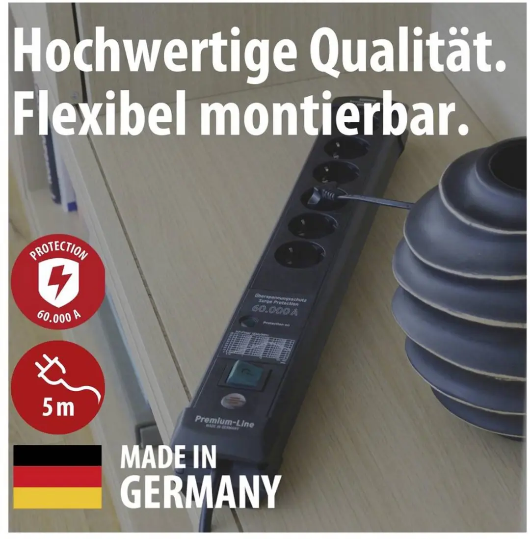 Brennenstuhl Premium-Line 60.000A Stekkerdoos 6-voudig - 5m